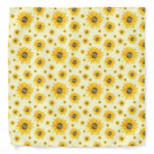 Watercolor Sunflowers Floral Pattern Bandana