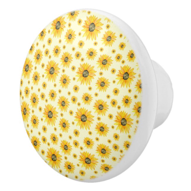 Watercolor Sunflowers Floral Pattern Ceramic Knob (Right)