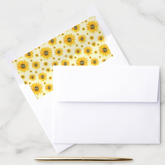 Watercolor Sunflowers Floral Pattern Envelope Liner (Desk)