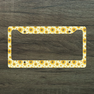 Watercolor Sunflowers Floral Pattern License Plate Frame
