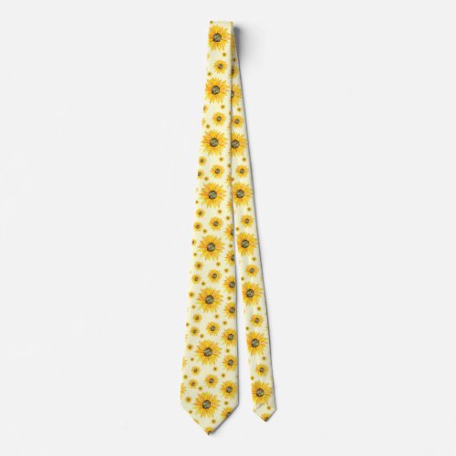 Watercolor Sunflowers Floral Pattern Neck Tie