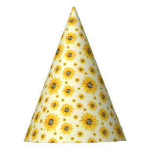 Watercolor Sunflowers Floral Pattern Party Hat