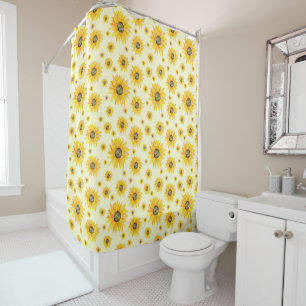 Watercolor Sunflowers Floral Pattern Shower Curtain