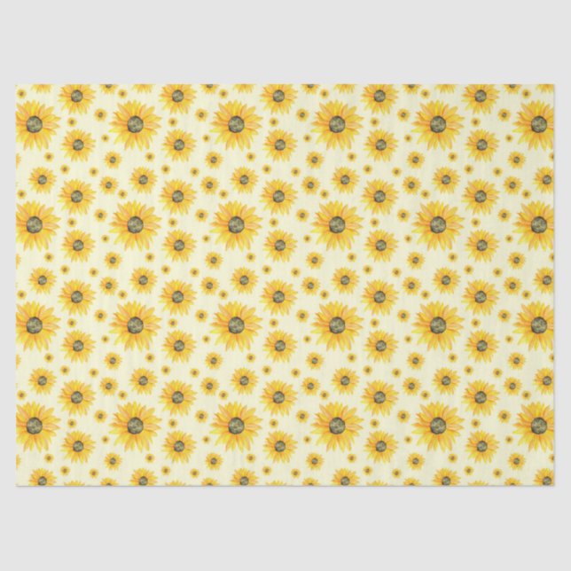 Watercolor Sunflowers Floral Pattern Tissue Paper (Front)