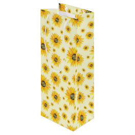 Watercolor Sunflowers Floral Pattern Wine Gift Bag