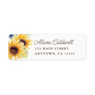 Watercolor Sunflowers Grad Return Address Label