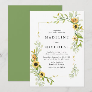 Watercolor Sunflowers & Greenery Wedding Invitation