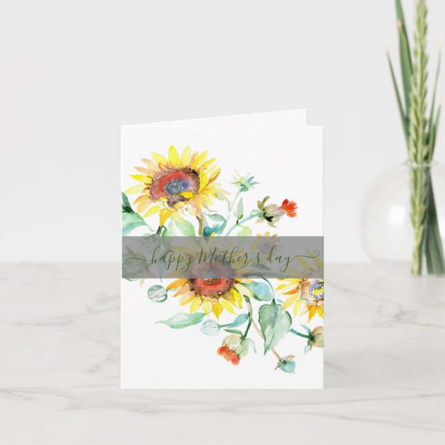 Watercolor sunflowers  holiday card (Front)