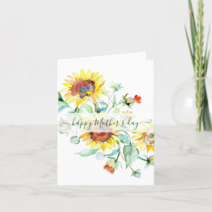Watercolor sunflowers holiday card