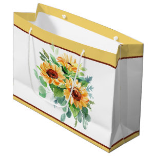 Watercolor sunflowers large gift bag