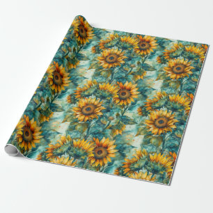 Watercolor Sunflowers (Light) Wrapping Paper