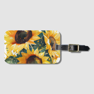 Watercolor sunflowers luggage tag