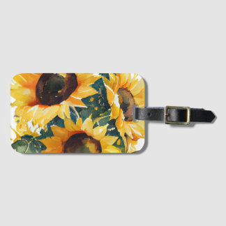 Watercolor sunflowers luggage tag