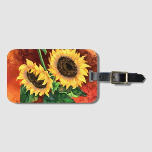 Watercolor Sunflowers Luggage Tag
