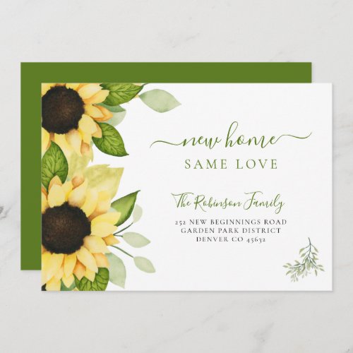 Watercolor sunflowers modern moving announcement