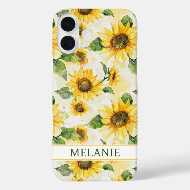 Watercolor Sunflowers Monogrammed Case-Mate iPhone Case (Back)