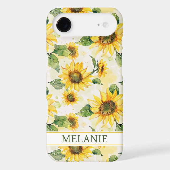 Watercolor Sunflowers Monogrammed Case-Mate iPhone Case (Back)