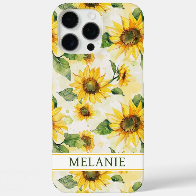 Watercolor Sunflowers Monogrammed Case-Mate iPhone Case (Back)