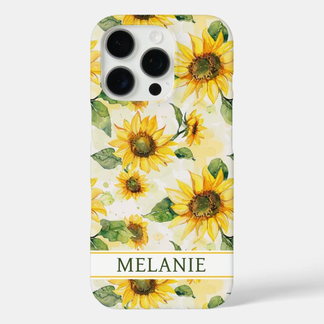 Watercolor Sunflowers Monogrammed Case-Mate iPhone Case (Back)