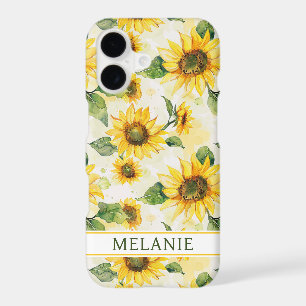 Watercolor Sunflowers Monogrammed iPhone 17 Case