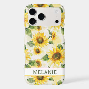 Watercolor Sunflowers Monogrammed iPhone 17 Pro Max Case