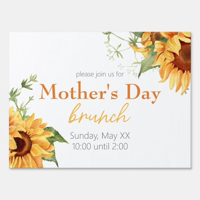 Watercolor Sunflowers Mother's Day Brunch Sign (Front)