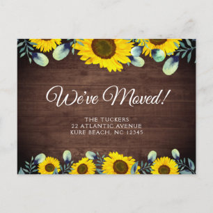 Watercolor Sunflowers Moving Announcement Rustic Postcard