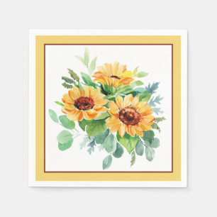 Watercolor sunflowers napkins