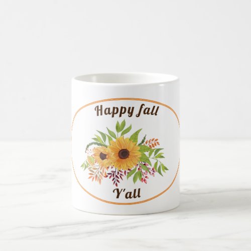 Watercolor sunflowers orange Happy fall Yall Coffee Mug