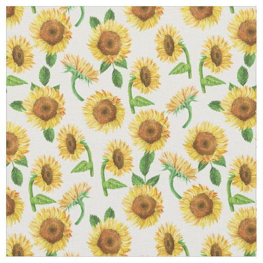 watercolor sunflowers pattern fabric | Zazzle