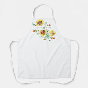 Watercolor sunflowers personalized apron