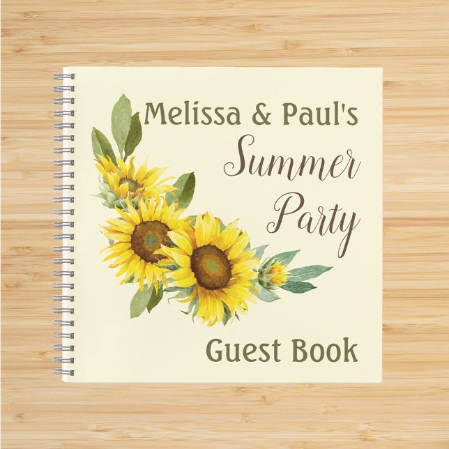 Watercolor Sunflowers personalized Guest Book (Creator Uploaded)