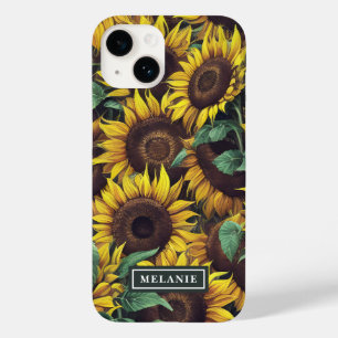 Watercolor Sunflowers Personalized Name Template Case-Mate iPhone 14 Case