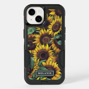 Watercolor Sunflowers Personalized Name Template OtterBox iPhone 14 Case