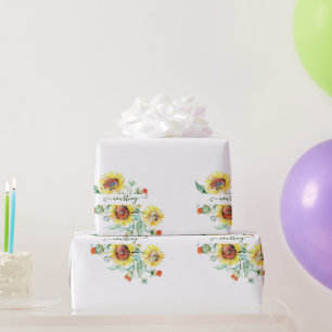Watercolor sunflowers personalized   wrapping pape wrapping paper
