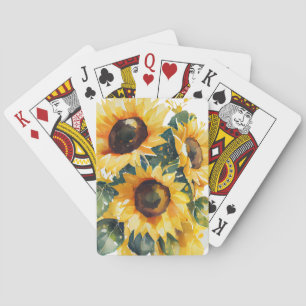 Watercolor sunflowers poker cards