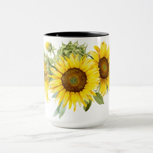 Watercolor Sunflowers Printed Premium Coffee Mug