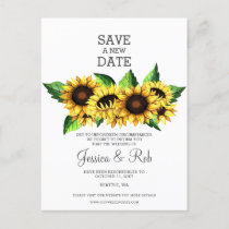 Watercolor Sunflowers Rustic Change The Date Announcement Postcard