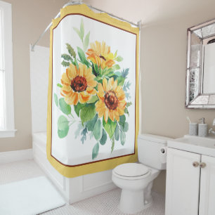Watercolor sunflowers shower curtain