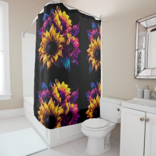 watercolor sunflowers shower curtain