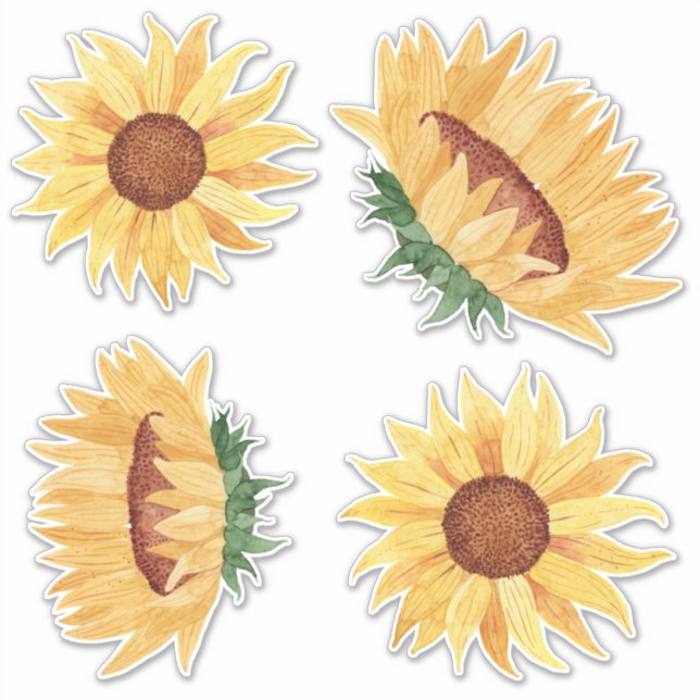 Watercolor Sunflowers Sticker (Front)