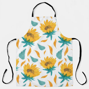 Watercolor Sunflowers: Summer Botanical Print Apron