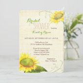 Watercolor Sunflowers Swirly Bridal Shower Invitation (Standing Front)