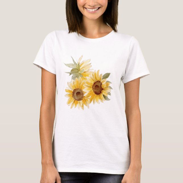 Watercolor Sunflowers T-Shirt (Front)