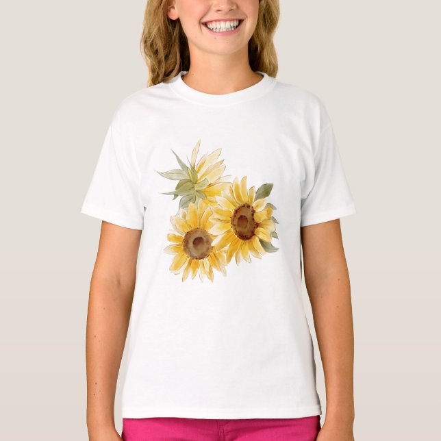 Watercolor Sunflowers T-Shirt (Front)