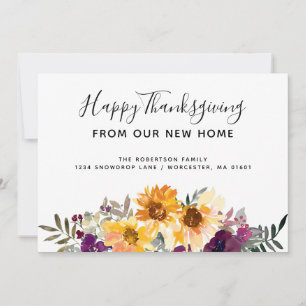 Watercolor Sunflowers Thanksgiving New Address Announcement