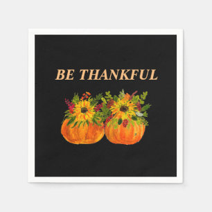 Watercolor Sunflowers Thanksgiving Pumpkins Fall Napkins