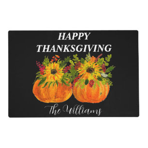 Watercolor Sunflowers Thanksgiving Pumpkins Fall Placemat