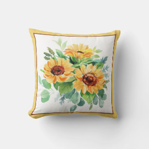 Watercolor sunflowers Throw Pillow