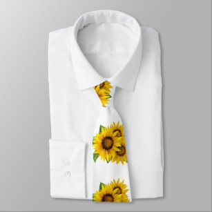 Watercolor sunflowers  Tie